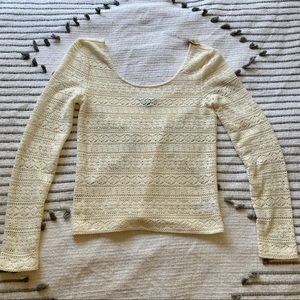 NWT Cream Crochet Long Sleeve Top